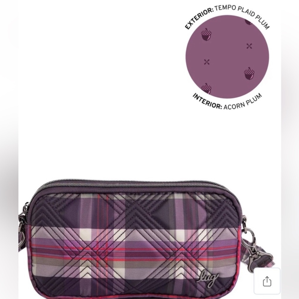 Lug Coupe XL Convertible Crossbody Bag Plum Plaid